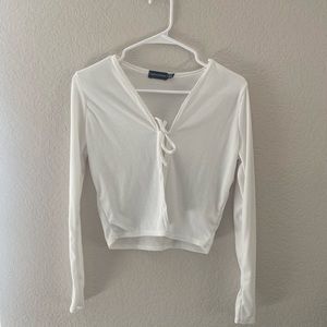 Pretty Little Thing Tie Front Long Sleeve Shirt